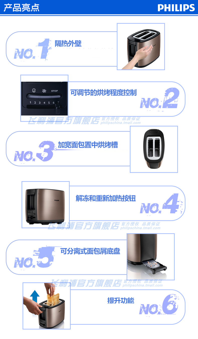 Philips/飞利浦 HD2658/70家用全自动烤面包机早餐机吐司机多士炉