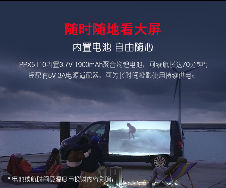 飞利浦便携式掌上迷你微型投影仪家用高清1080P wifi无线手机投影机安卓苹果4K智能 5110C