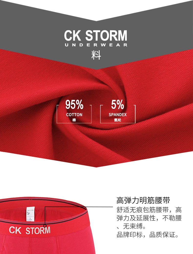 CK STORM 男士内裤 经典款莱卡棉经典系列 U凸大囊袋前开裆中腰平角裤2条礼盒装