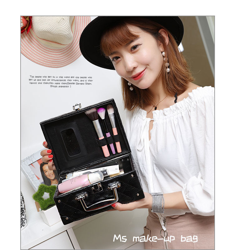 迪阿伦大容量韩国化妆包多功能小号方袋可爱便携手提收纳盒简约化妆品箱