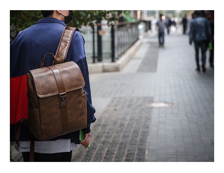 迪阿伦 复古简约双肩包男新款韩版学院风男士背包休闲书包旅行包