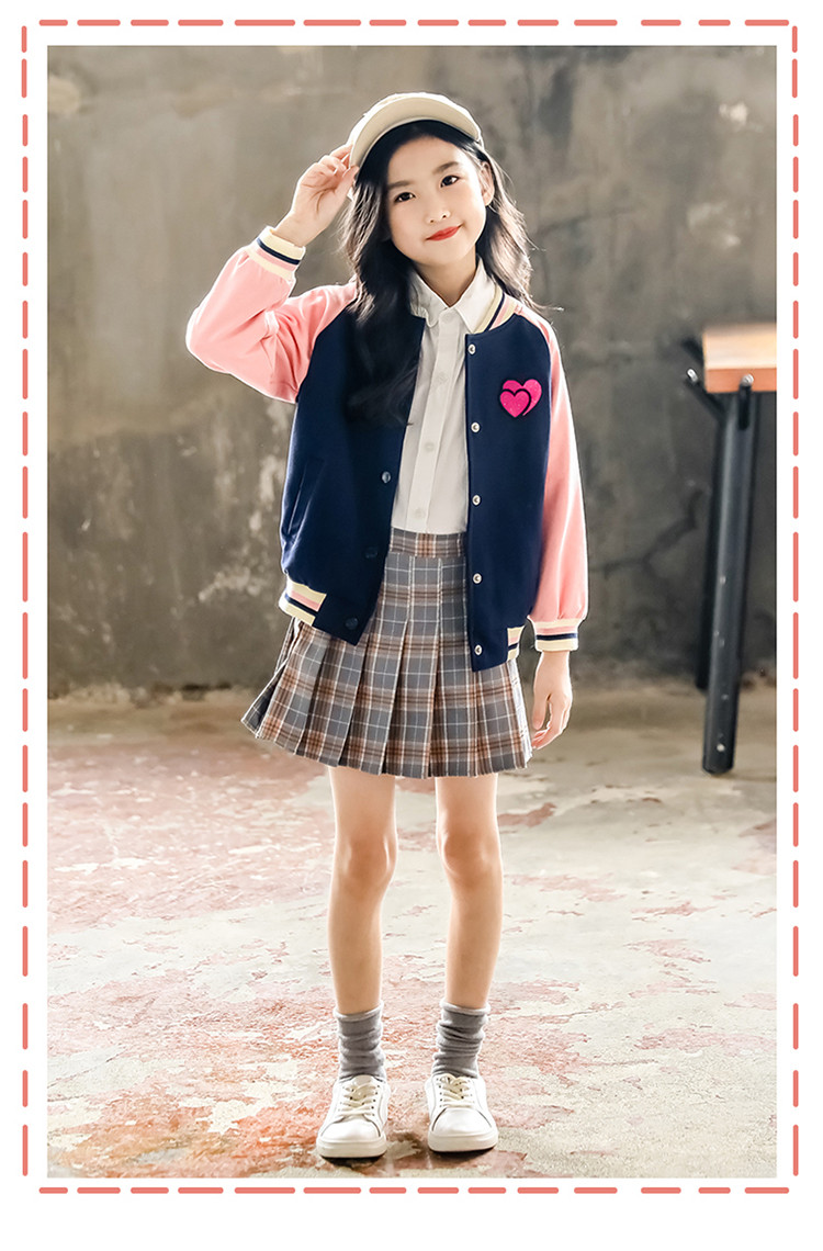 易蓓儿  女童外套春秋洋气韩版修身中大儿童上衣夹克小女孩棒球服2020新款