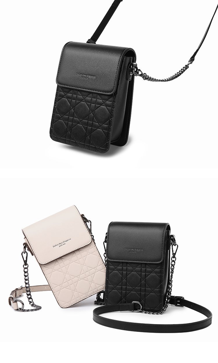 迪阿伦 小包包女2020新款时尚链条斜挎包小众质感竖款手机包