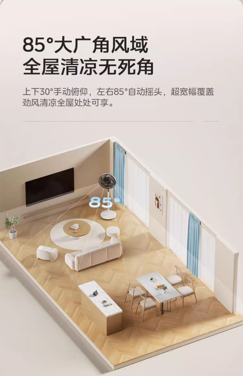 美的/MIDEA 电风扇落地扇家用立式电扇遥控节能省电7叶