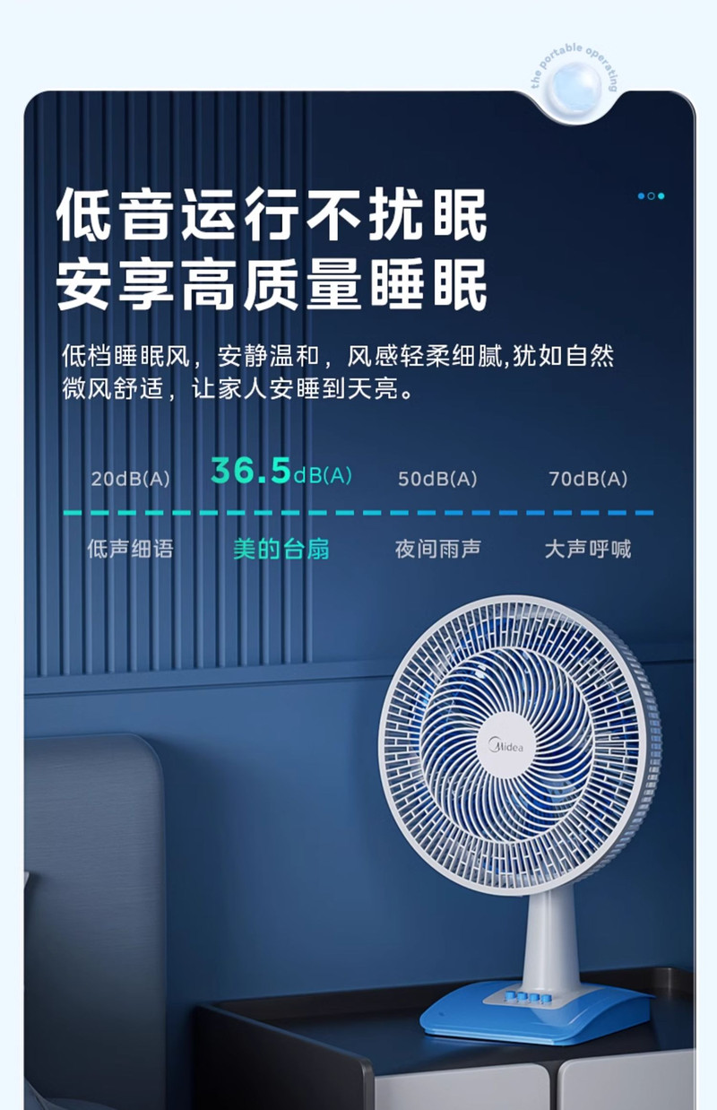 美的/MIDEA 电风扇台式风扇家用小型大风力台扇轻音摇头桌面