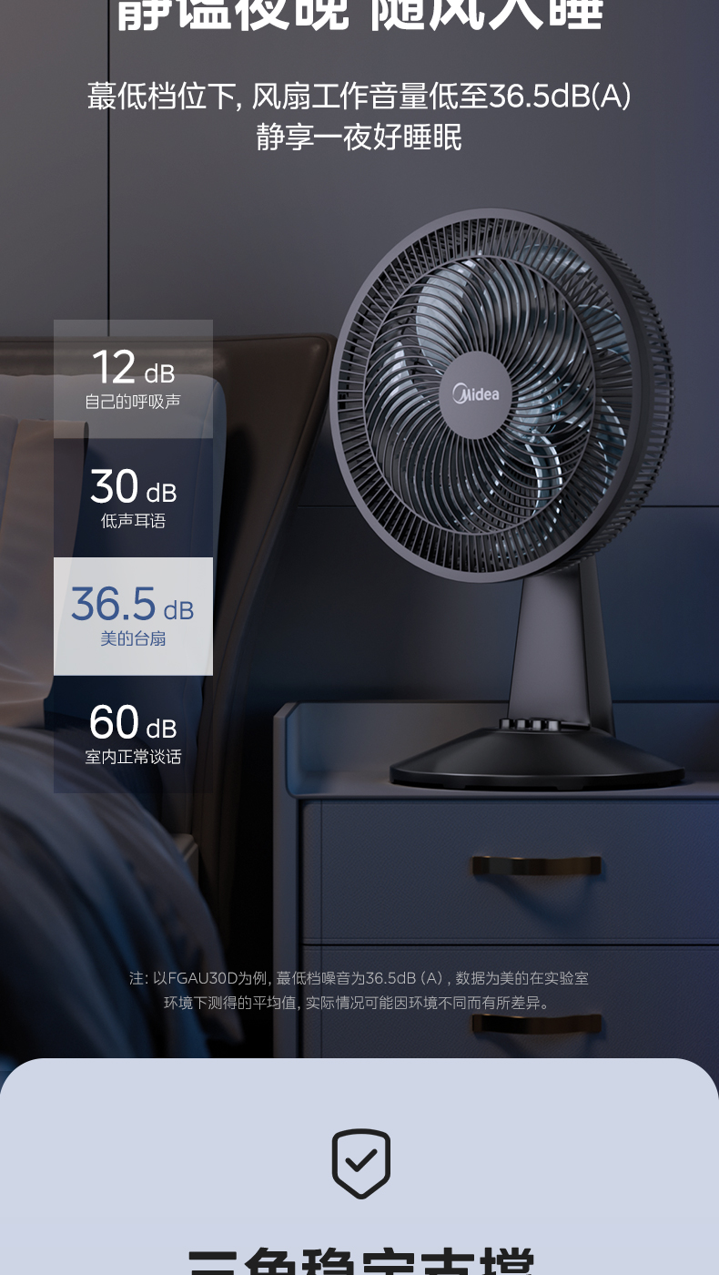 美的/MIDEA 电风扇家用台式台扇超音静2024新款大风力摇头