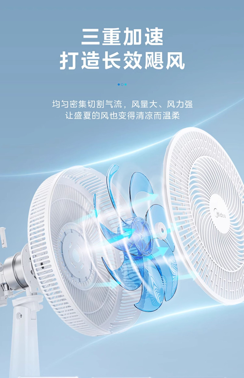 美的/MIDEA 电风扇台式风扇家用小型大风力台扇轻音摇头桌面