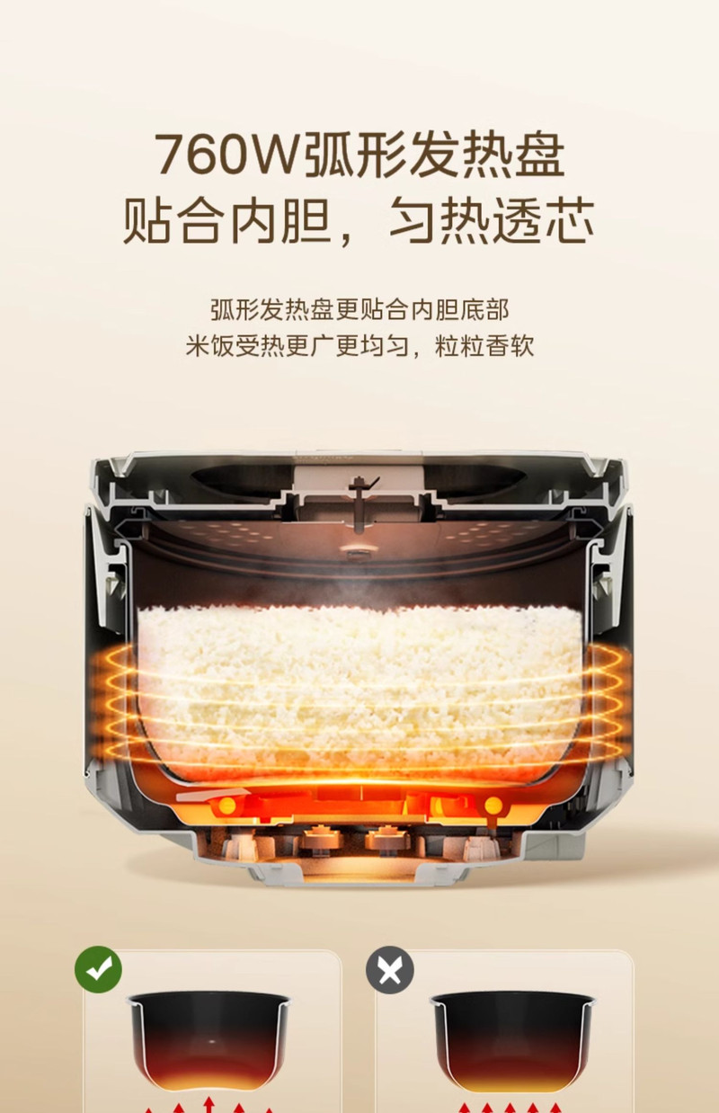 美的/MIDEA 电饭煲家用4L智能大容量多功能电饭锅蛋糕柴火饭蒸汽煮饭锅