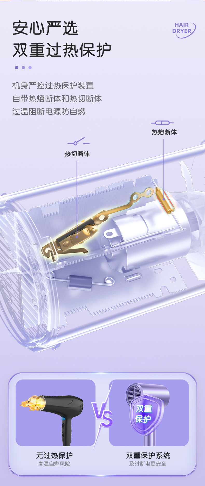 美的/MIDEA 吹风机家用大风力负离子护发电吹风速干宿舍用学生大功率风筒