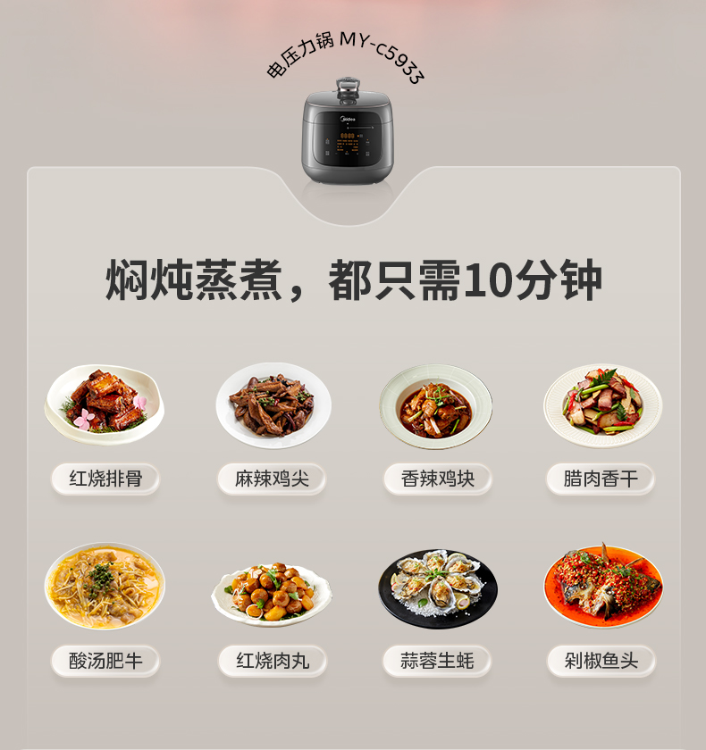 美的/MIDEA 速嫩感电压力锅家用双胆电高压锅多功能电饭煲压力锅旗舰正品