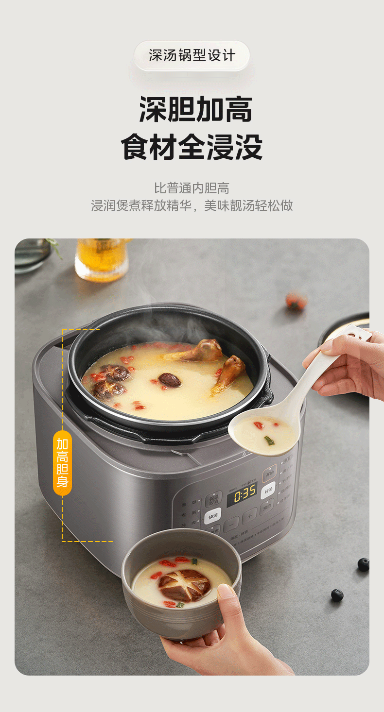 美的/MIDEA 电压力锅家用深汤电高压锅饭煲一体高压饭锅5L商超同款C555