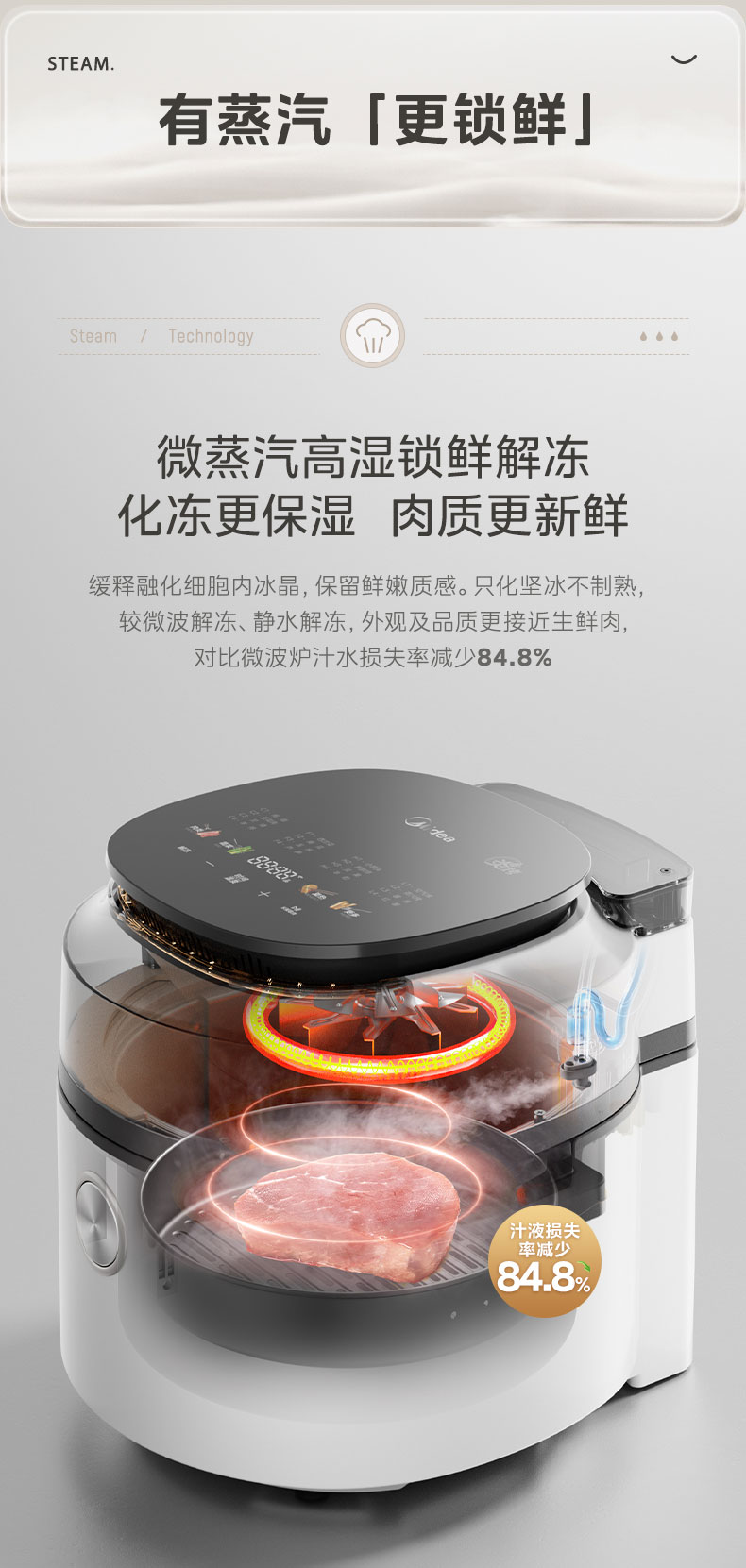 美的/MIDEA 空气炸锅家用免翻面蒸汽炎烤多功能大容量蒸烤一体新款电烤箱