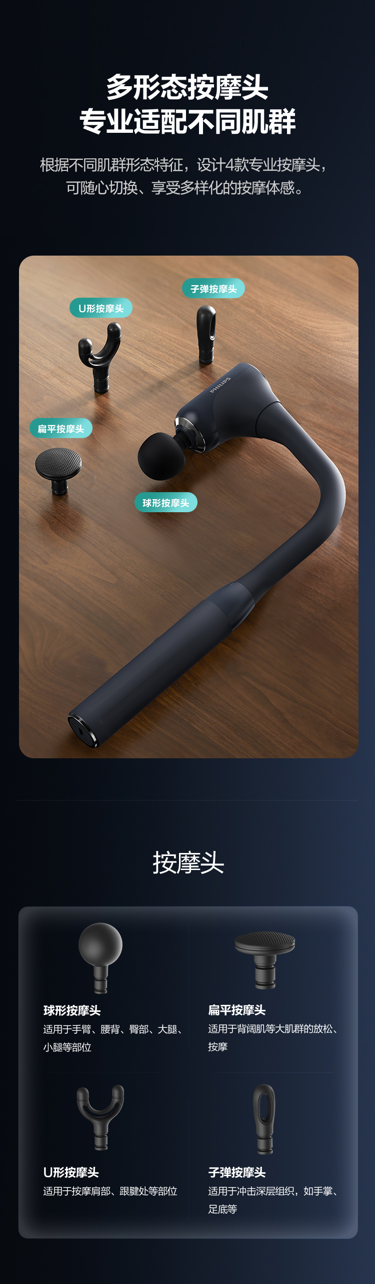 飞利浦/PHILIPS 筋膜枪全身肌肉按摩器专业级运动筋膜枪家用健身肌肉放松