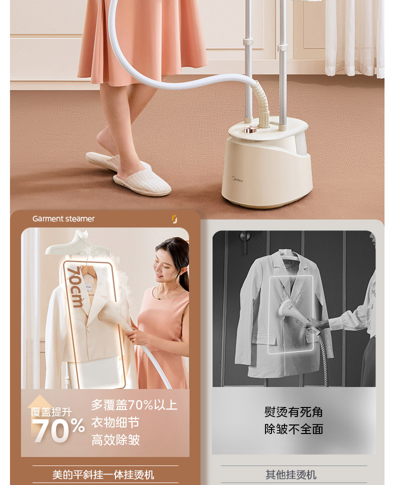 美的/MIDEA 蒸汽挂烫机新款熨斗家用商服装店小型烫衣服全自动熨烫机