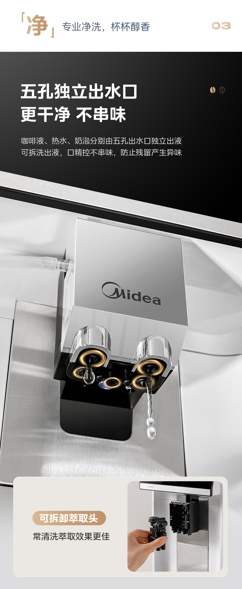 美的/MIDEA 意式全自动咖啡机家用研磨一体现磨奶咖打奶泡