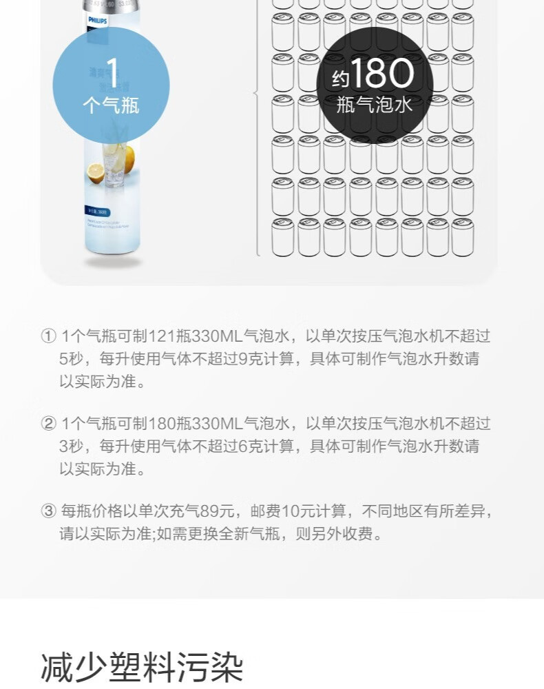 飞利浦/PHILIPS 气泡水机苏打水制作器碳酸饮料打气机气泡机家用制作机