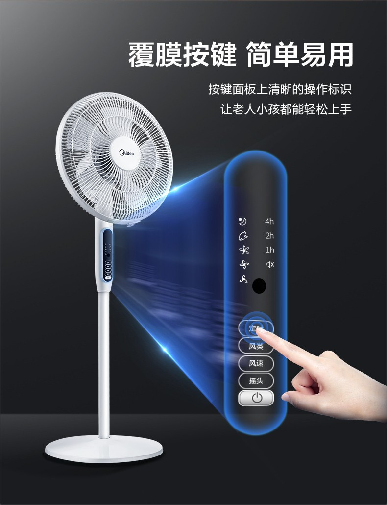 美的/MIDEA 电风扇5叶遥控大风量家用客厅宿舍办公静音预约定时落地扇 SAC35BR