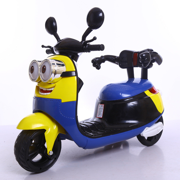 小黄人儿童电动摩托车三轮车小孩可坐玩具车男女宝宝电瓶童车