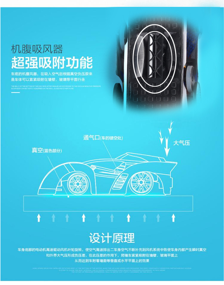 遥控爬墙车 攀爬漂移汽车蜘蛛侠特技车飞檐走壁吸墙车 儿童玩具