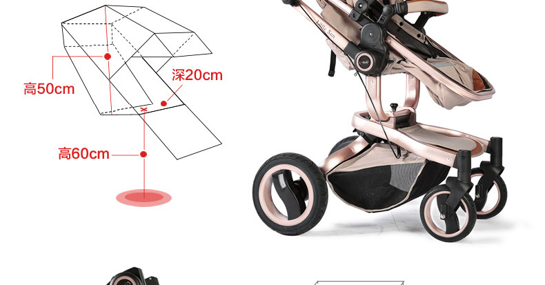 婴儿推车可坐可躺高景观四轮避震超宽双向宝宝手推车冬夏季