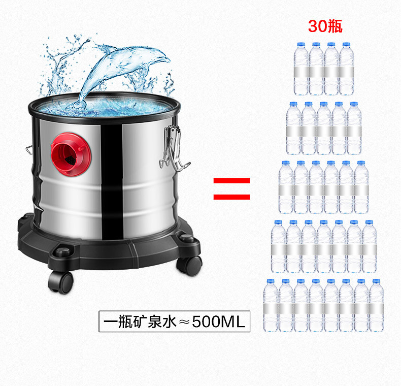 美的吸尘器家用干湿吹手持式小型强力大功率静音桶式地毯T3-L151E