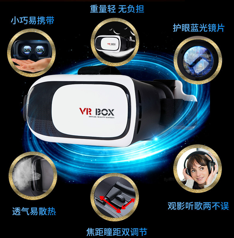 VR虚拟现实3D眼镜安卓苹果手机专用头戴式眼睛电影游戏头盔一体机