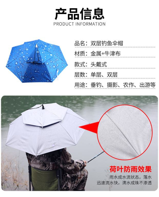 伞帽头戴伞防晒雨伞钓鱼伞遮阳采茶伞头戴式折叠遮雨雨帽钓鱼帽