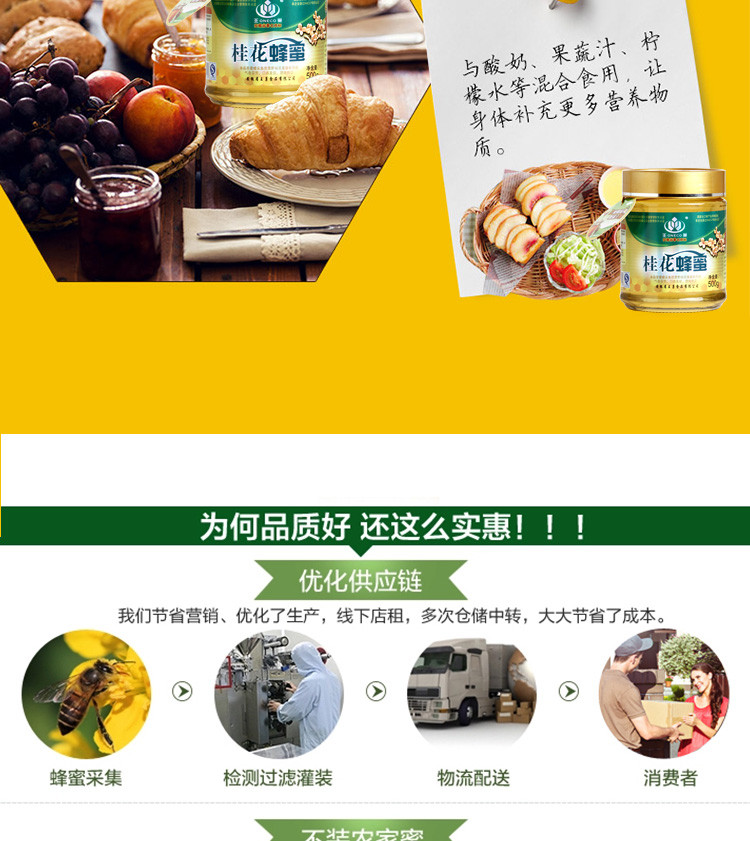 王巢  桂花蜂蜜  出口品质 零添加零污染无抗生素500克 瓶装