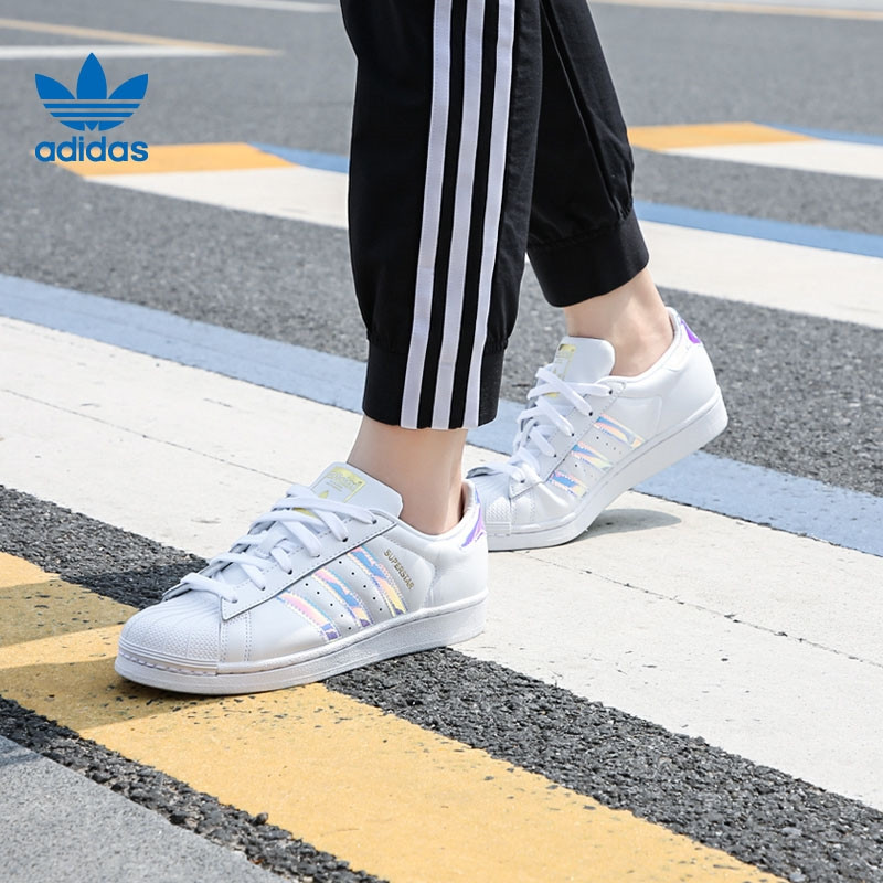 阿迪达斯Adidas男鞋运动三叶草2019秋季新品女鞋贝壳头运动休闲板鞋小白鞋EE7399