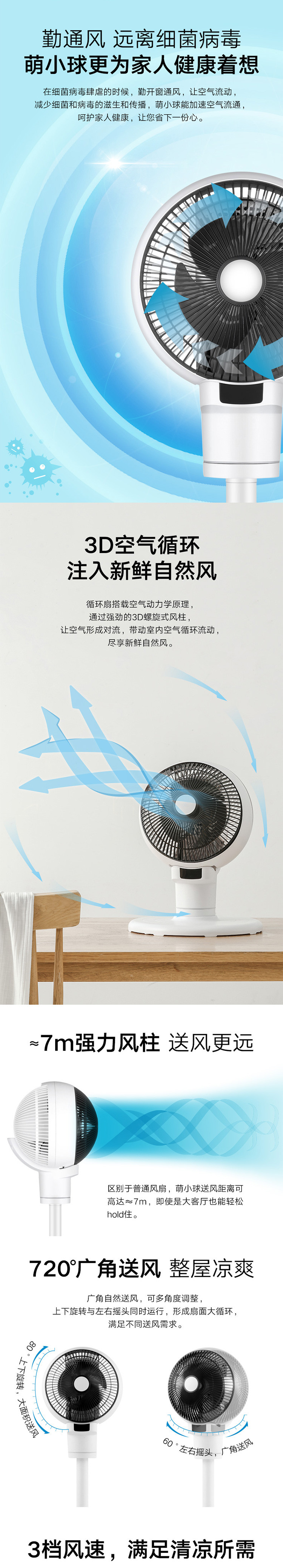 ABS 爱彼此 SmartTemp萌小球3D空气循环扇