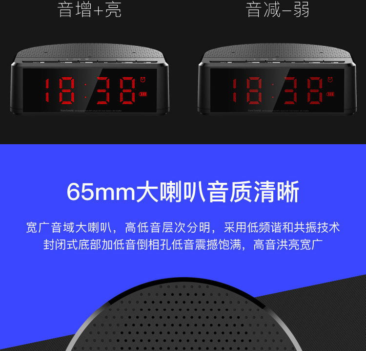 青岛馆机械战警手机无线蓝牙音箱车载免提通电话mp3时钟闹钟FM收音机 TF插卡音响
