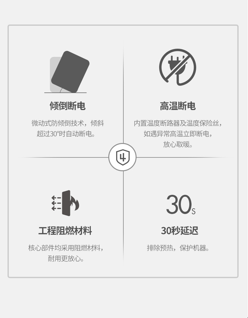 【欧德易】扬子系列取暖器立式暖风机家用浴室电暖器节能省PTC电热风机电暖气片70CM