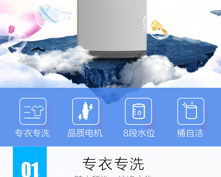 美的/MIDEA 洗衣机 5.5KG全自动波轮 自动断电 安全童锁 MB55V30