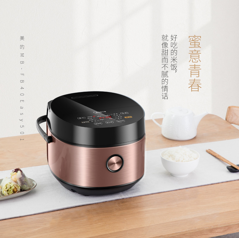 美的(Midea) MB-FB40Easy501电饭煲 4L匠铜圆灶釜 底盘加热 预约功能