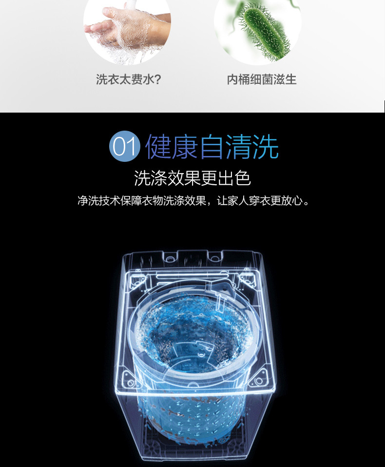 美的/MIDEA 波轮洗衣机 7.2KG 24小时预约 多种分类洗涤 MB72V31