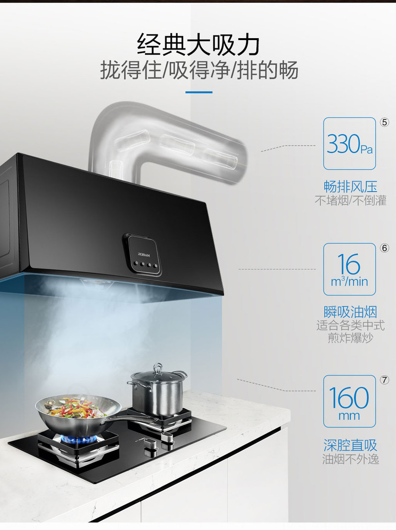 老板(ROBAM) 3009 中式油烟机 16立方 大吸力 按键式 吸油烟机 抽油烟机
