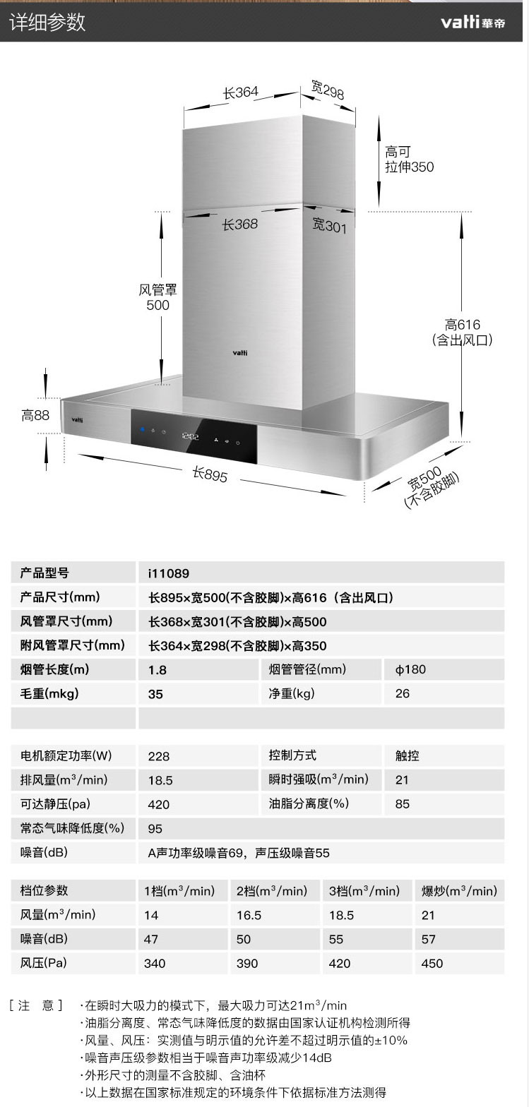 华帝（VATTI） CXW-228-i11089自动清洗大吸力欧式顶吸油烟机抽油烟机