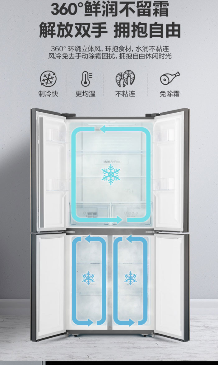 海信/Hisense BCD-430WMK1DPQ十字对开门式4门电冰箱1级双变频家用风冷无霜