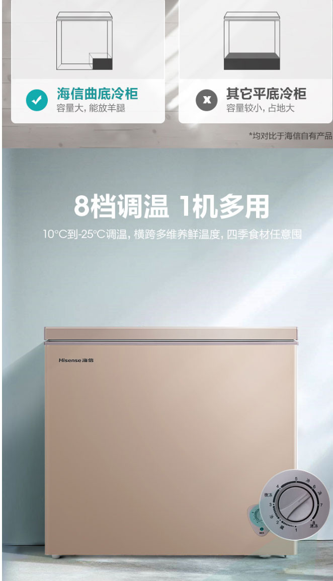 海信/Hisense BD/BC-203NUD冰柜家用小型冷藏冷冻卧式大容量两用