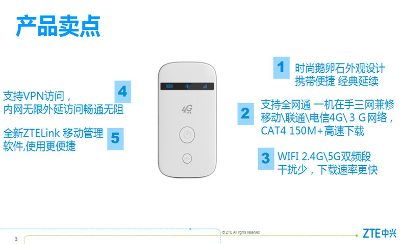 中兴/ZTE 中兴MF90G电信移动联通三网六模无线路由器全球通用4G路由器WiFi