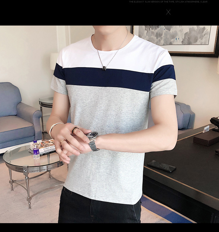 YK新款春夏男士短袖t恤纯棉休闲运动T恤韩版时尚个性潮流男装体恤