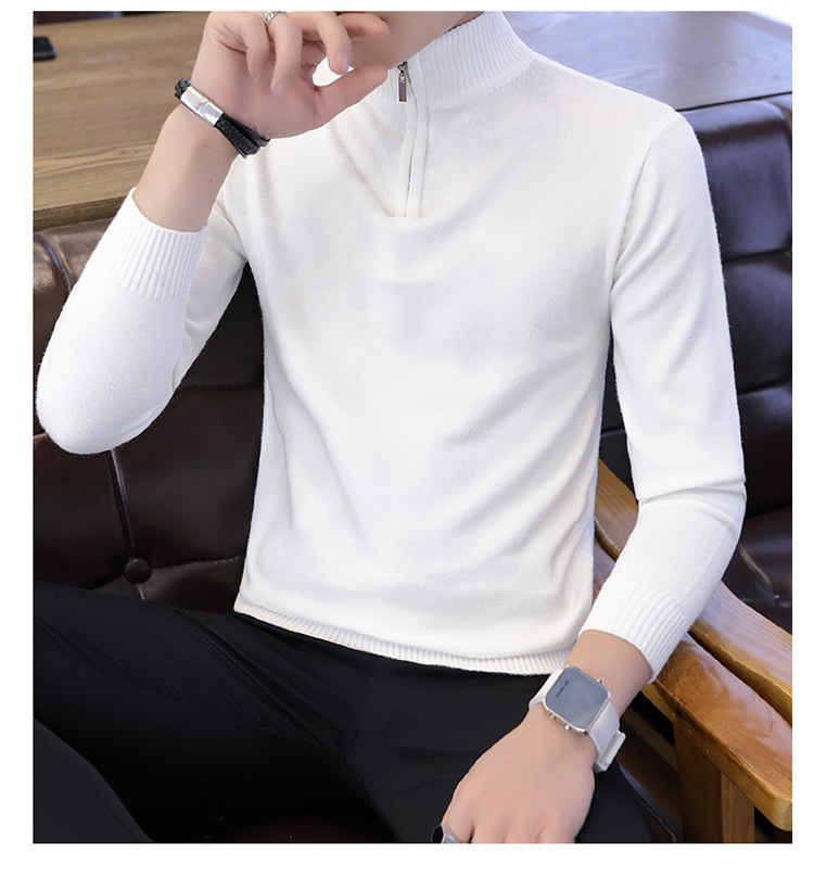 BQ冬季男士高领毛衣男韩版针织衫潮流个性修身型百搭纯色打底衫