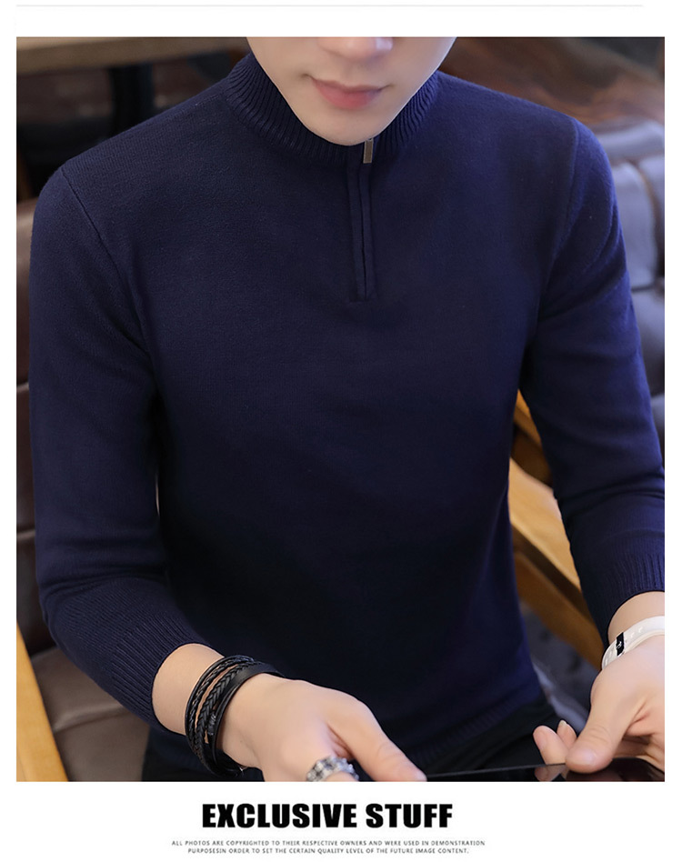 BQ冬季男士高领毛衣男韩版针织衫潮流个性修身型百搭纯色打底衫