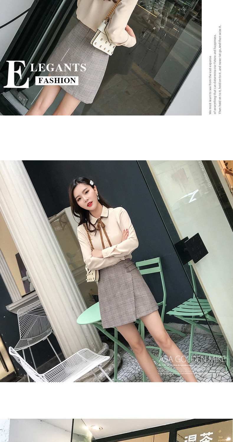 LR2019春秋装新款韩版长袖衬衫女系带纯色打底衫衬衣上衣服