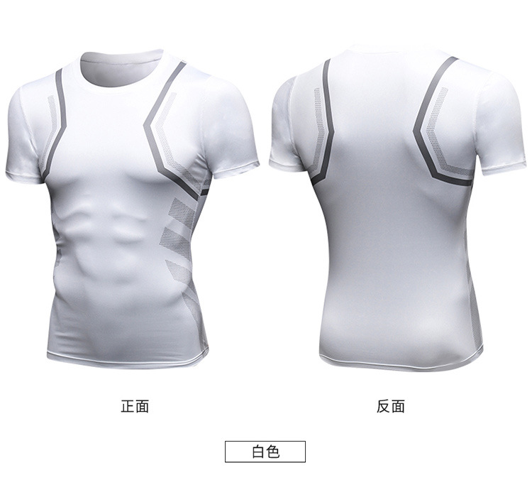 L男士健身印花短袖 运动训练透气速干衣PRO高弹紧身短袖T恤91205