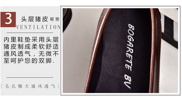 BOGARETE BV2020春季新款英伦豆豆鞋男鳄鱼纹休闲皮鞋男式一脚蹬驾车真皮男鞋