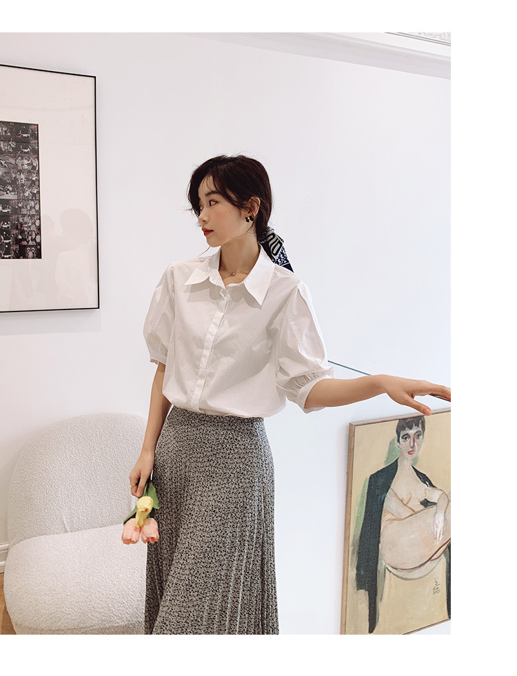 BS短袖2021新款白色衬衫女上衣女夏设计感小众法式小众polo衫女韩风
