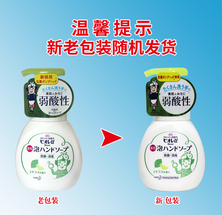 花王/KAO植物泡沫型洗手液250ml 柑橘香型 去除污渍去菌日本进口洗手液