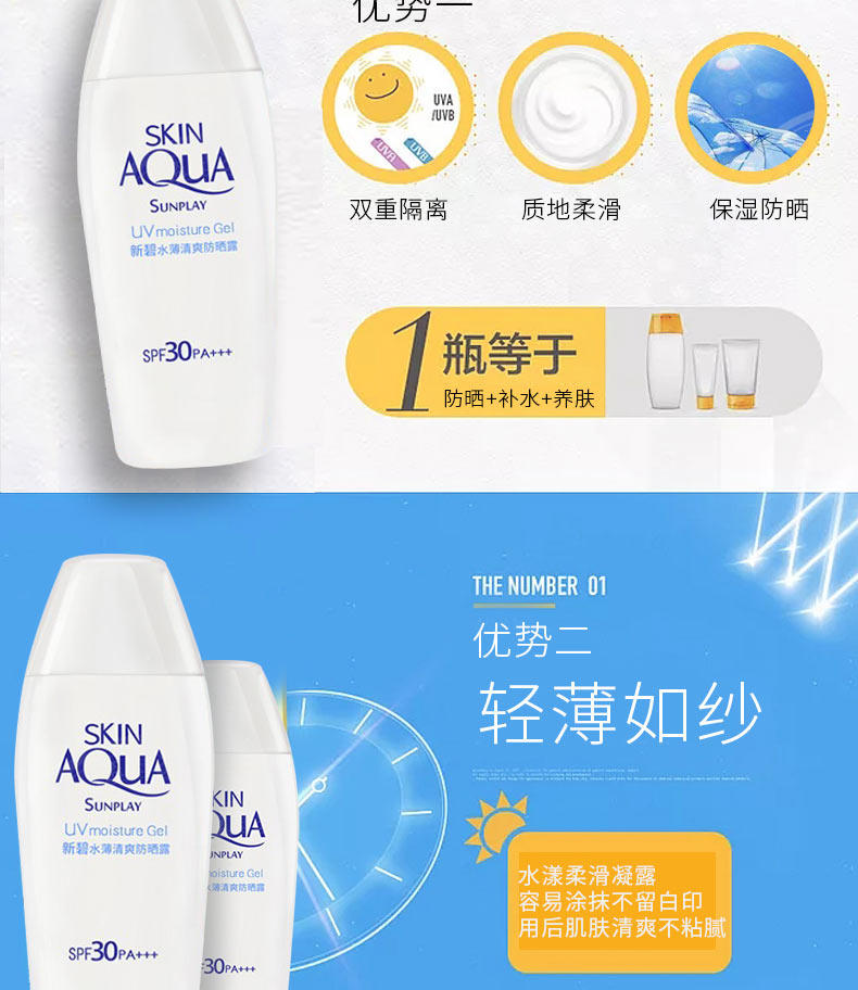 曼秀雷敦 新碧水薄清爽防晒露SPF30 80g