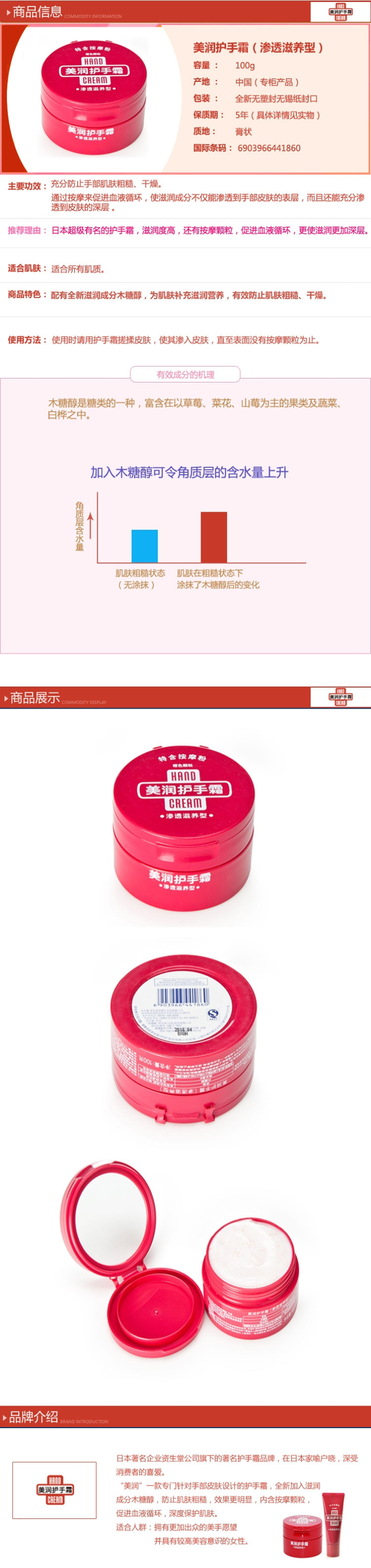 资生堂/SHISEIDO 美润护手霜（渗透滋养型）盒装100g